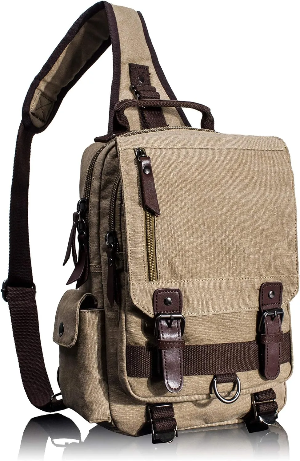 Leaper Canvas Messenger Bag Sling Bag Cross Body Bag Shoulder Bag Black, L